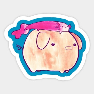 Axolotl and Pig Watercolor Sticker